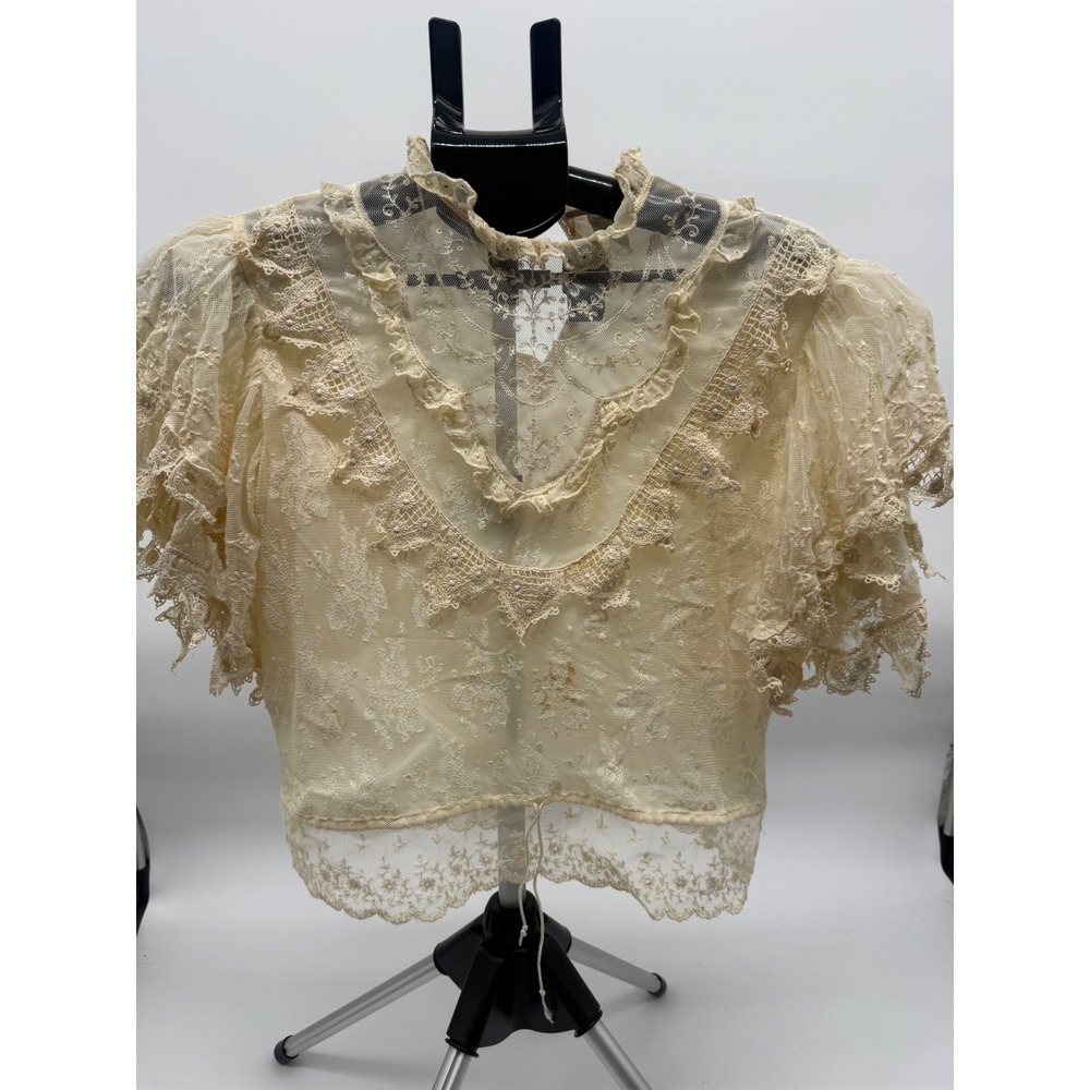 Lorrie Kabala Antique Lace Blouse Victorian Edwardian Romantic Cottagecore Top L